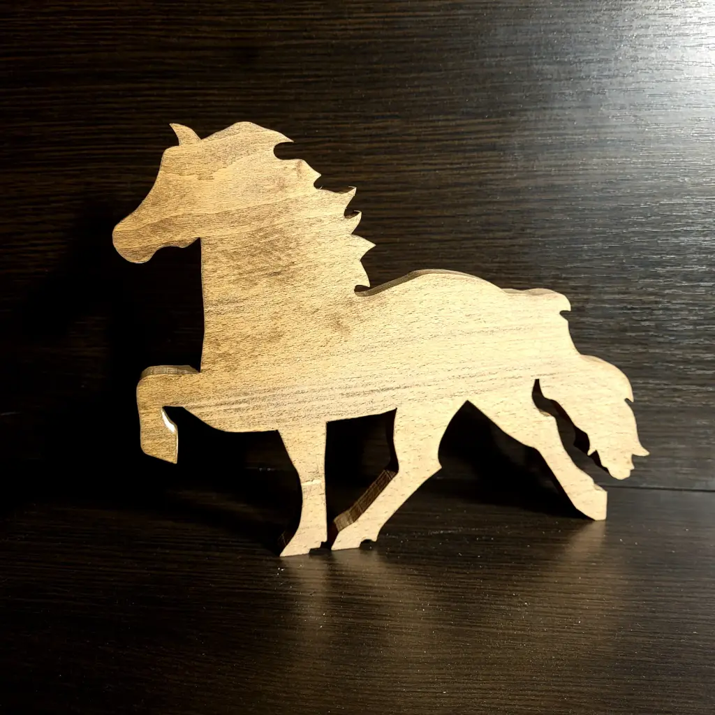 Figurine bois cheval islandais 25 cm