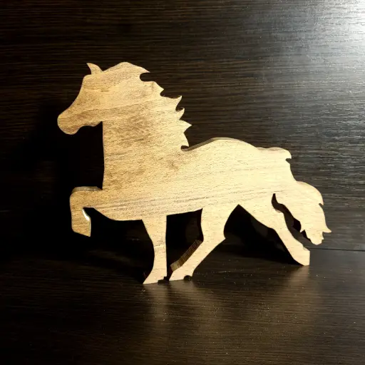 Figurine bois cheval islandais 25 cm